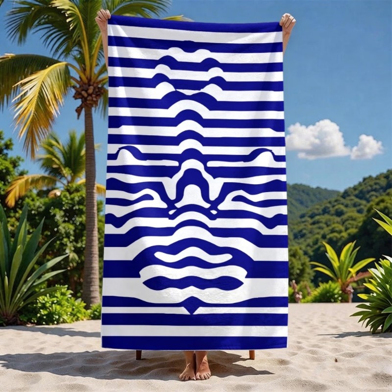 Cloth Face Mask Washable - Large Abstract Striped Face Beach Towel