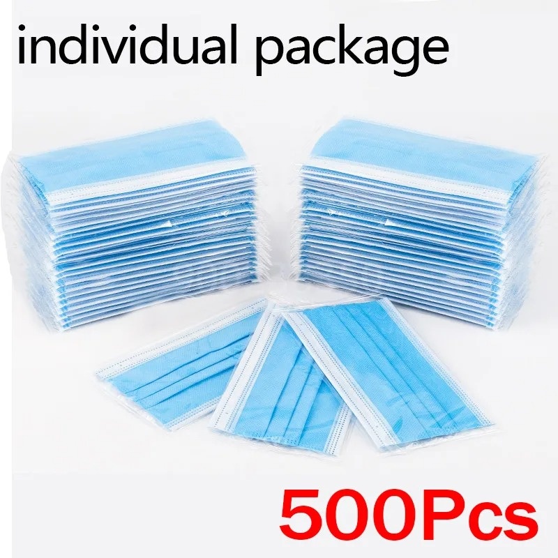 50-500pcs Disposable Adults in - Disposable Mask Blue บทวิจารณ์และราคา