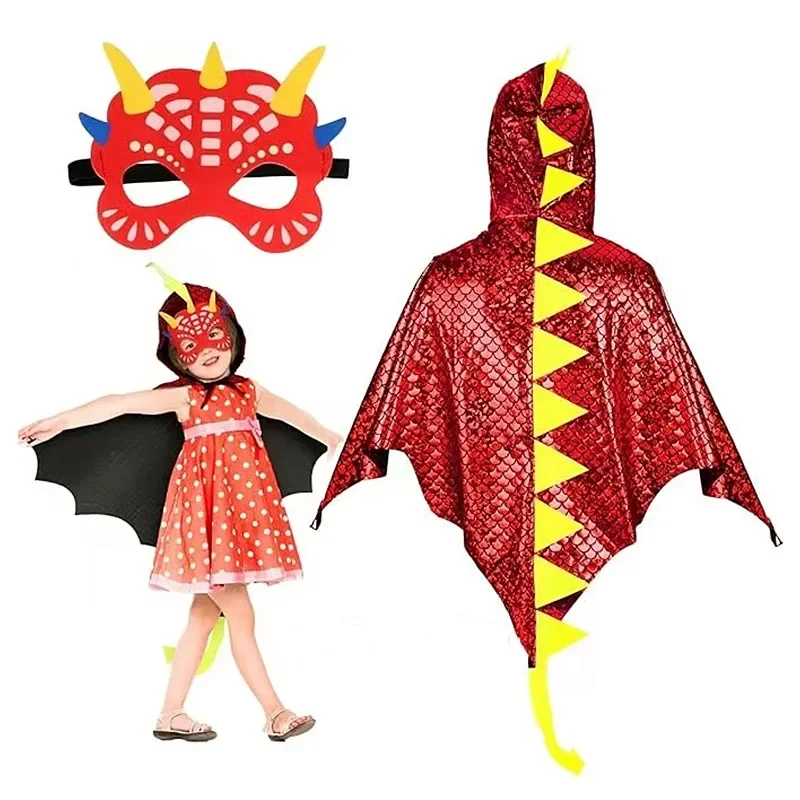 Child Green Dinosaur Cloak wit - Kids Face Mask บทวิจารณ์และราคา