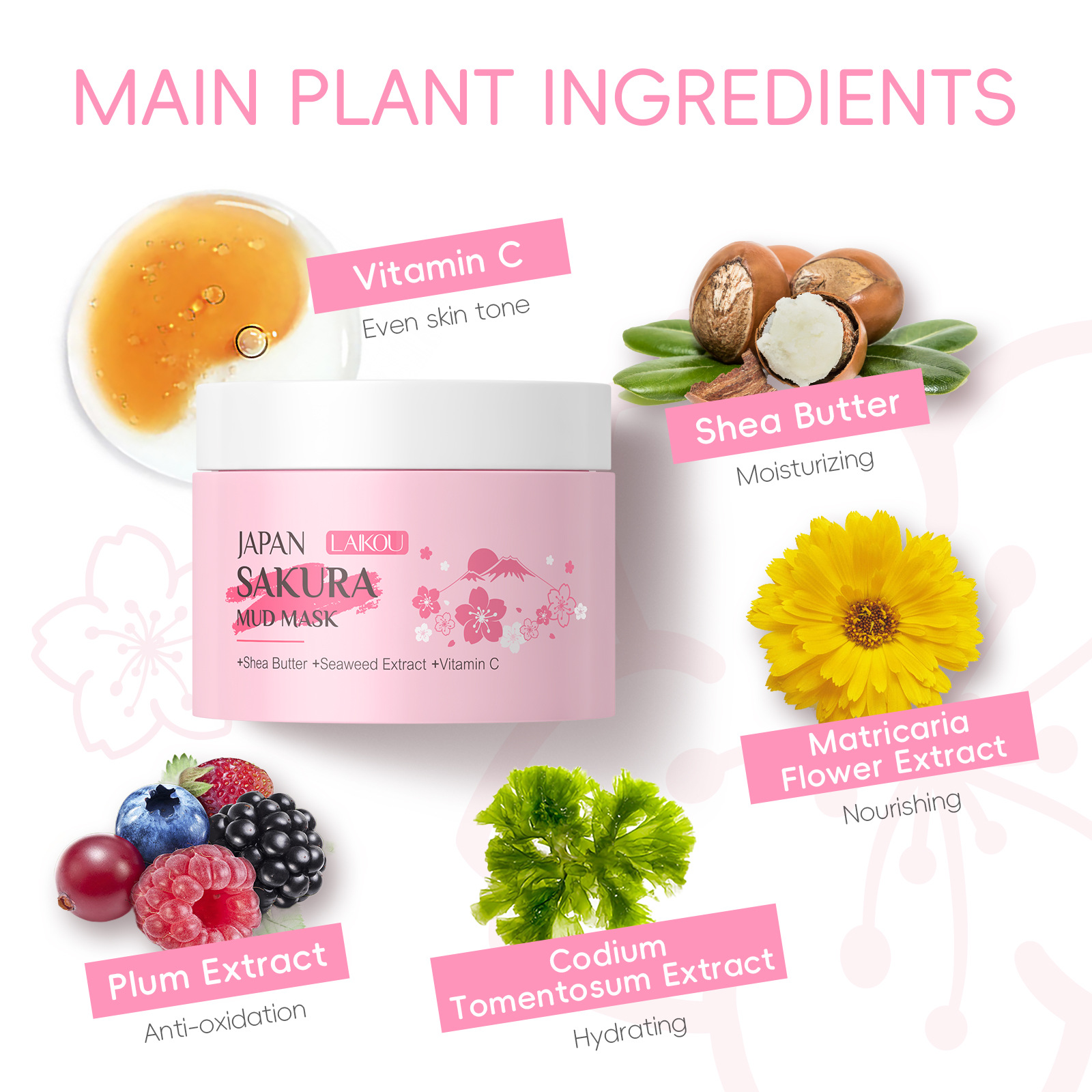 LAIKOU Sakura Clay Mask 25g 90 - Dust Mask Construction บทวิจารณ์และราคา