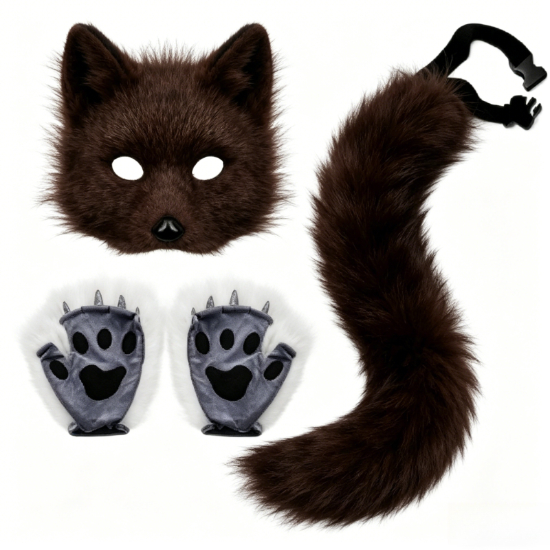 Furry Cat Ears Mask Tail & Paw - Black Face Mask Pack บทวิจารณ์และราคา