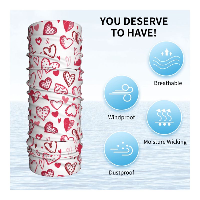 Pink Red Love Hearts Bandana N - Neck Gaiter Face Cover บทวิจารณ์และราคา