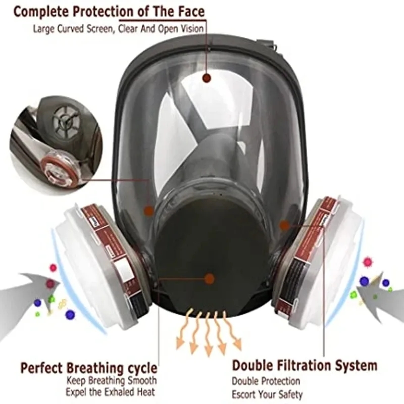 Large Size 6800 Gas Mask Full  - Kn95 Respirator Mask บทวิจารณ์และราคา